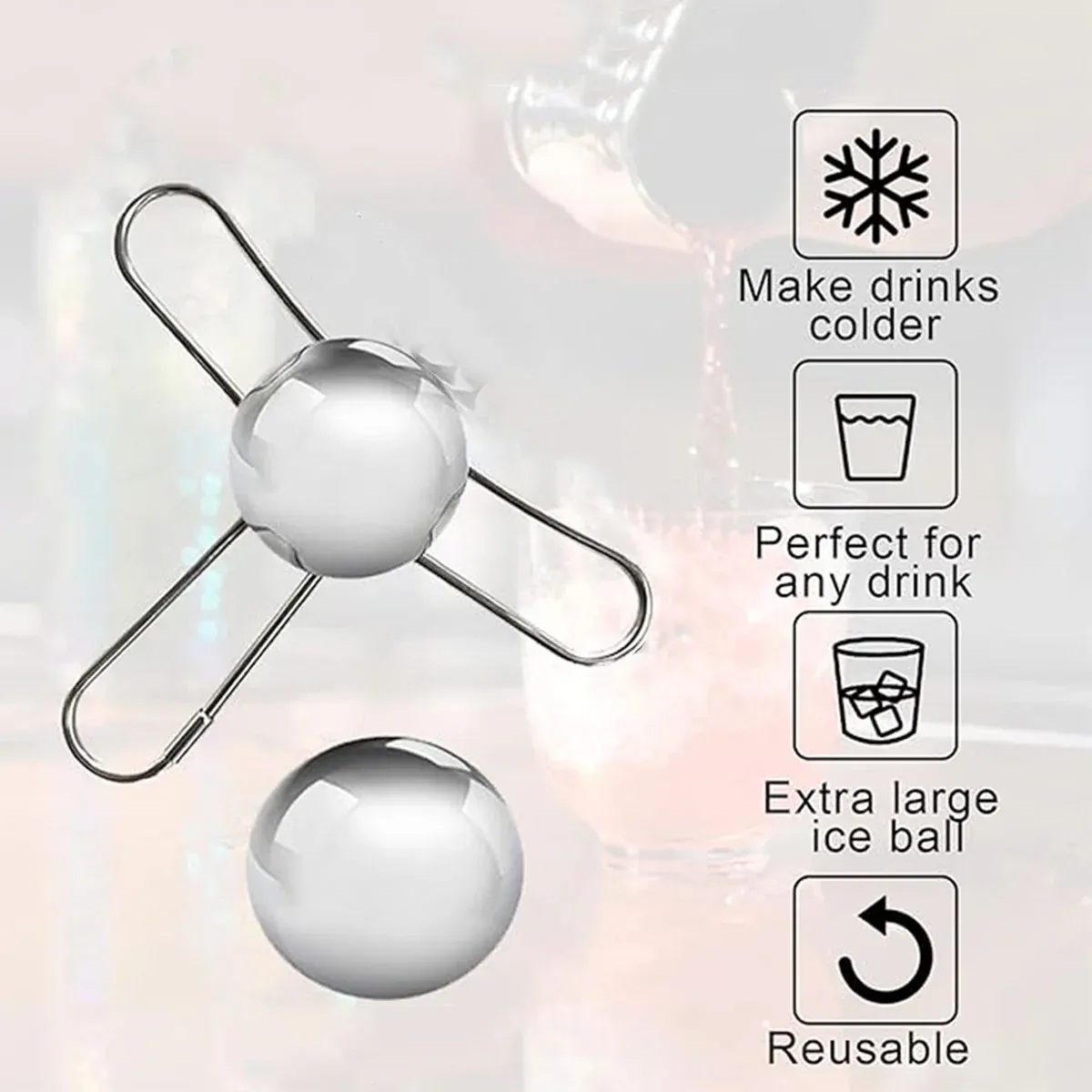 3/4 Forks Stainless Steel Ice Balls Reusable Spherical Whisky Chilling Stones view 11