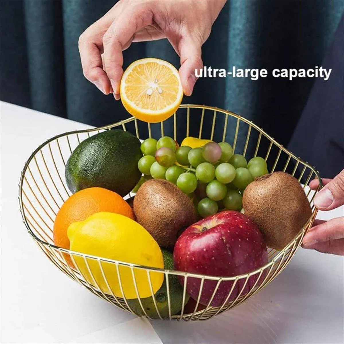 Large Iron Fruit Storage Basket Home Decor Snack Candy Plate Living Room view 10