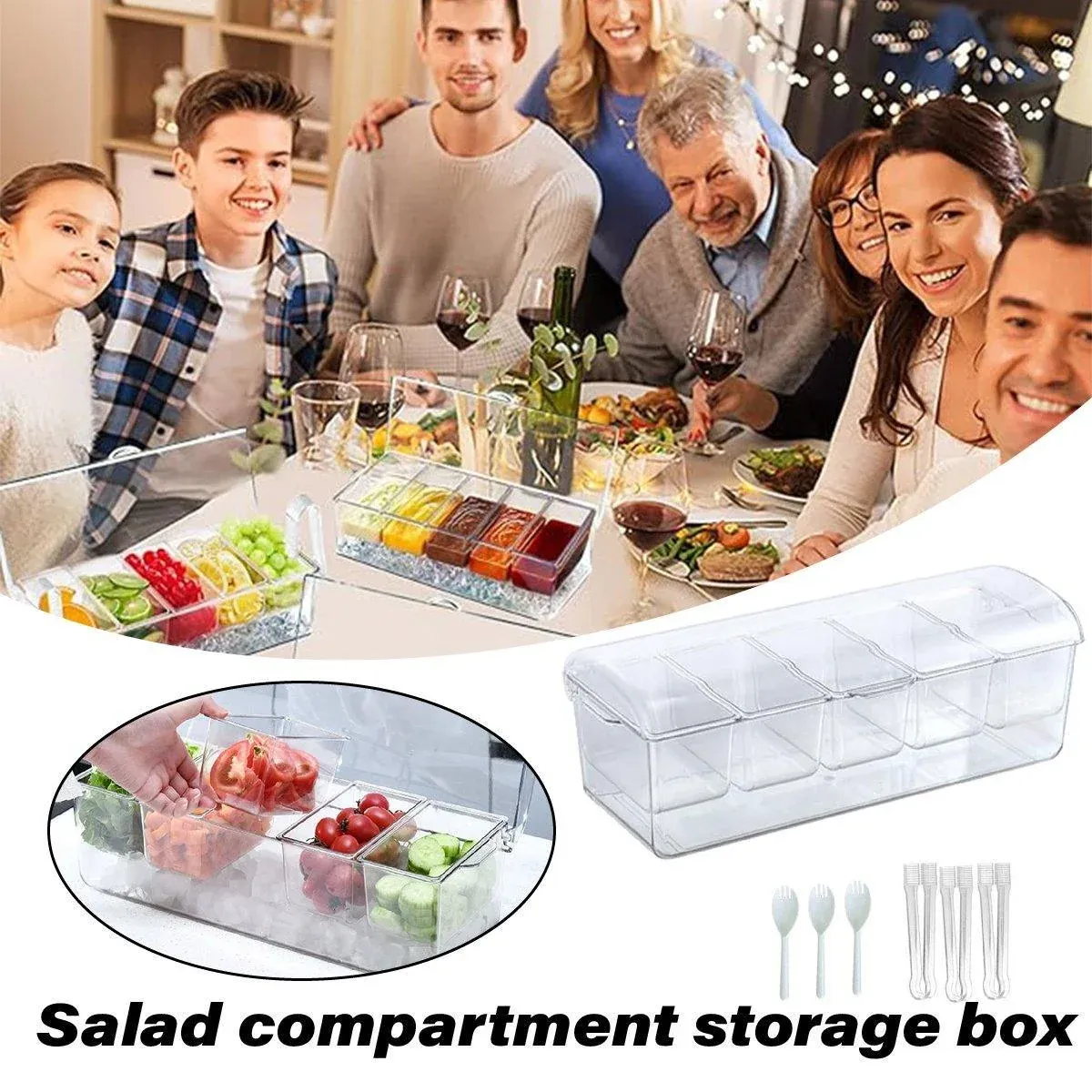 Outdoor Picnic Ice Box Split Salad Plate Fresh-keeping Food Storage Container — image 1