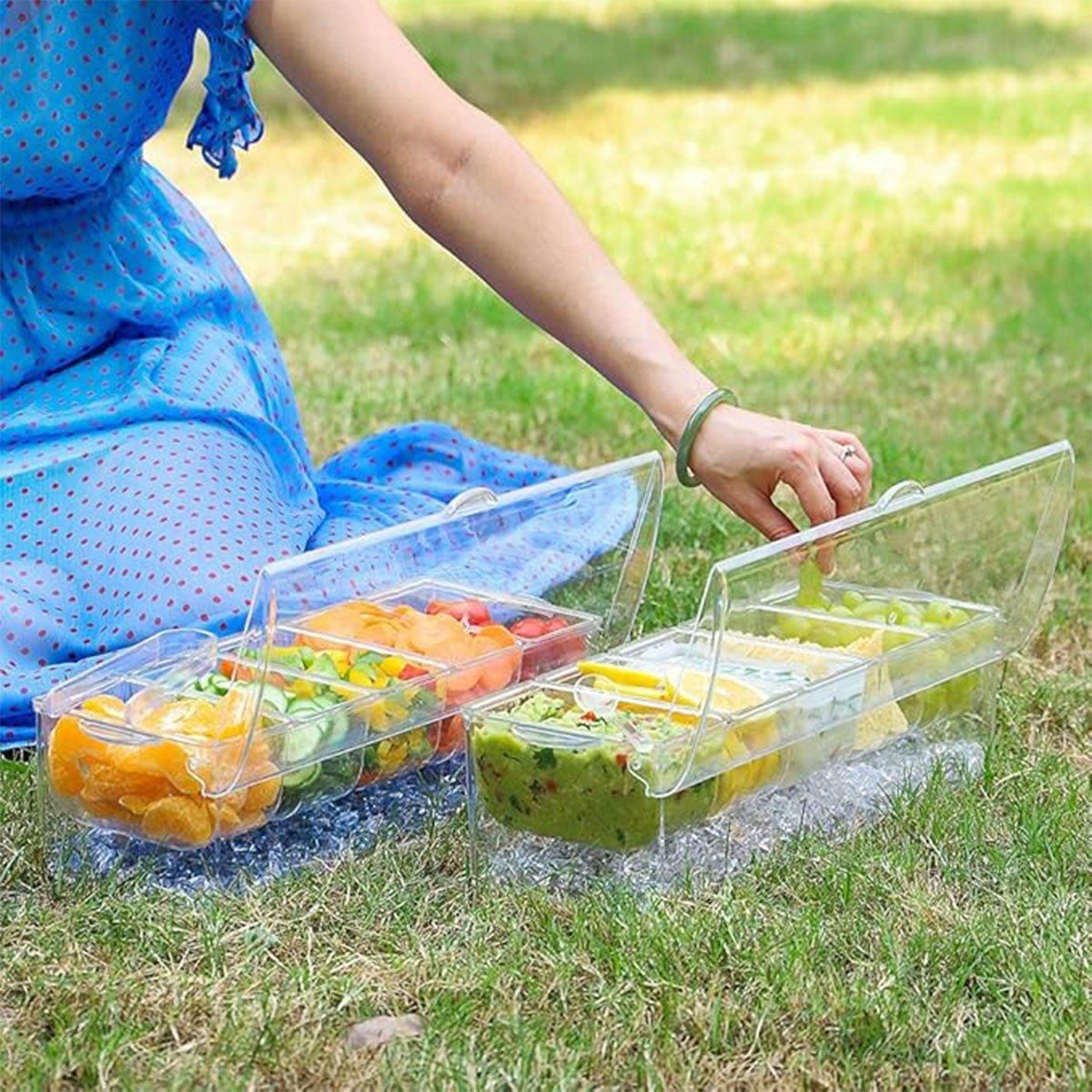 Outdoor Picnic Ice Box Split Salad Plate Fresh-keeping Food Storage Container view 10