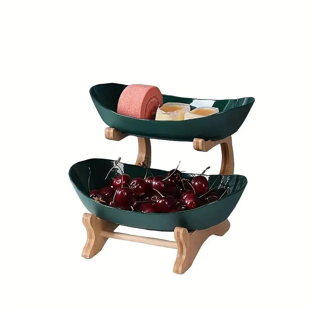 Modern Multi-layer Bamboo Fruit Snack Plate Rack Creative Living Room Plate