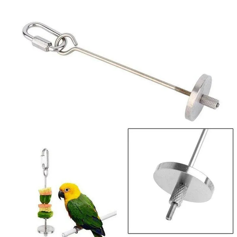 Pet Stainless Steel Bird Parrot Cage Skewer Food Meat Stick Spear Fruit Holder view 5