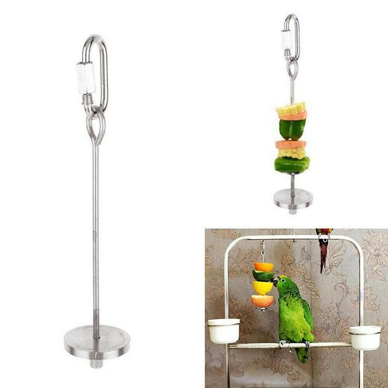 Pet Stainless Steel Bird Parrot Cage Skewer Food Meat Stick Spear Fruit Holder view 6