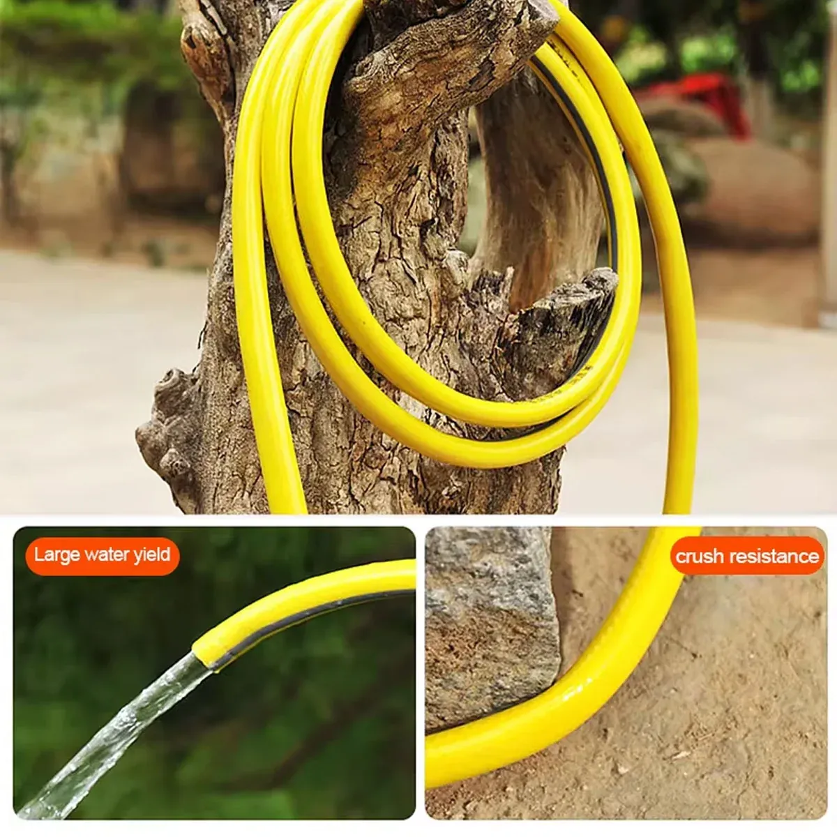 Heavy Duty Garden Hose Pipe Reel Reinforced Anti-kink Outdoor Hosepipe Yellow view 10