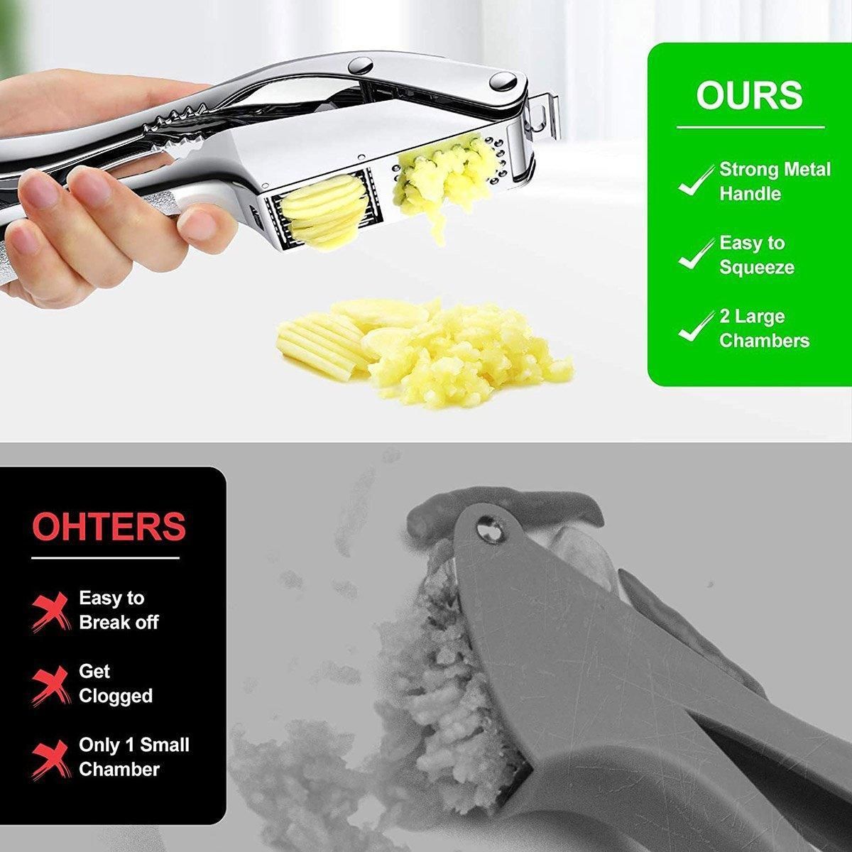 Multifunctional Garlic Press Aluminum Alloy Two-in-One Garlic Cutter Masher Tool view 5