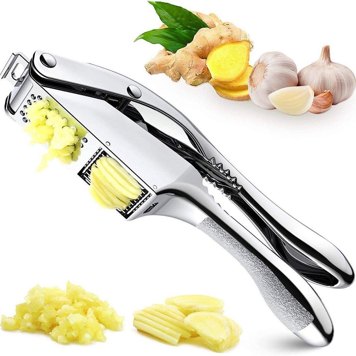 Multifunctional Garlic Press Aluminum Alloy Two-in-One Garlic Cutter Masher Tool view 12