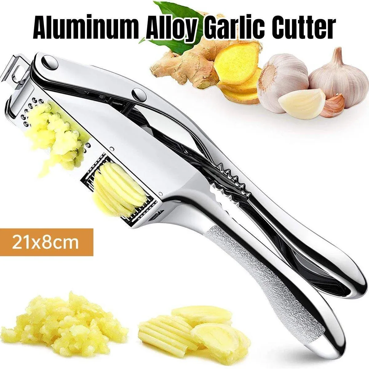 Multifunctional Garlic Press Aluminum Alloy Two-in-One Garlic Cutter Masher Tool view 13