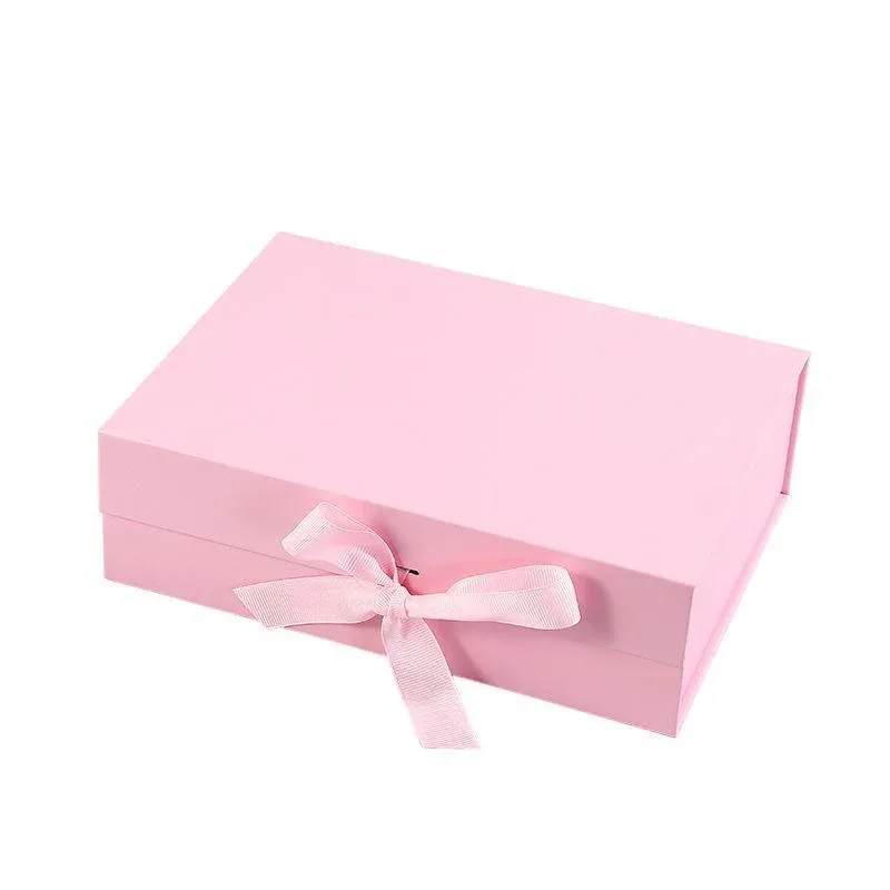 Elegant Ribbon Flip Folding Gift Boxes Multiple Colors High-Quality Cardboard — image 1