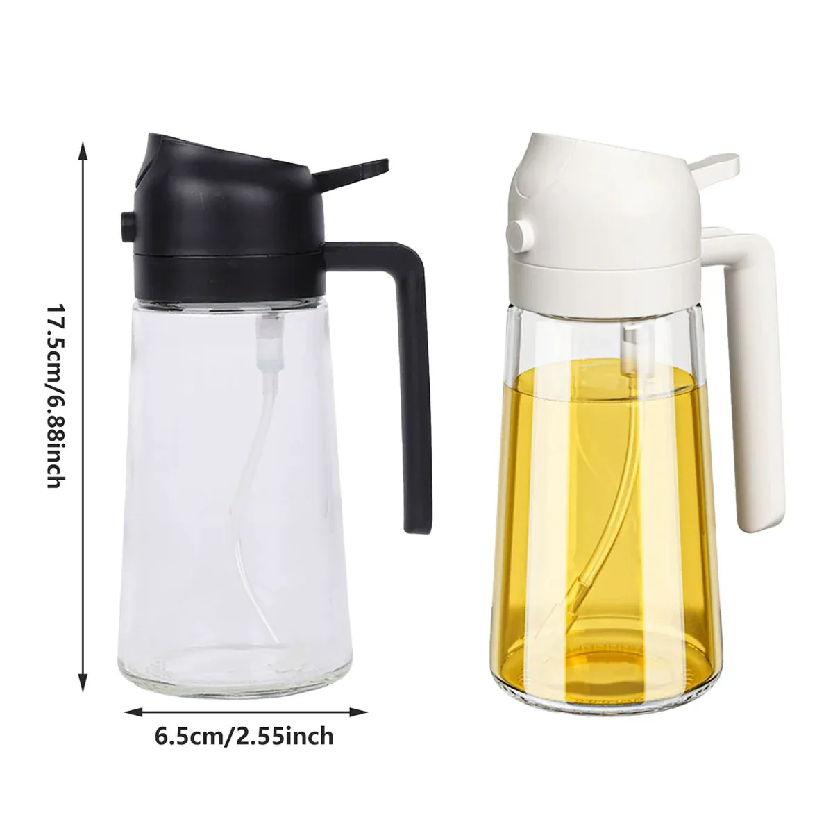 2-in-1 470ml Glass Oil Bottle Spray Pour Automatic Pressure Control Kitchen view 4