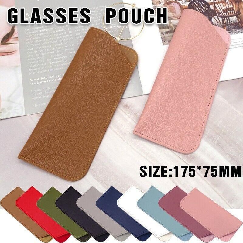 Pu Leather Eyeglass Sunglasses Reading Glasses Case Soft Pouch Bag Pocket - Navy view 2