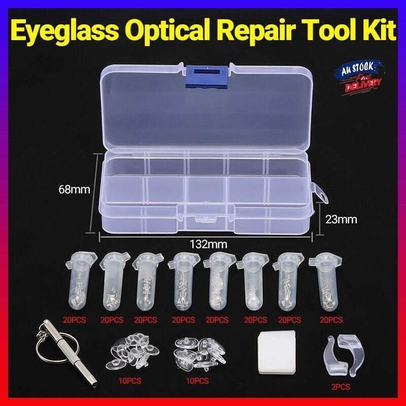 Eyeglass Sun Glasses Optical Repair Tool Screw Nut Nose Pad Assortment Set Kit