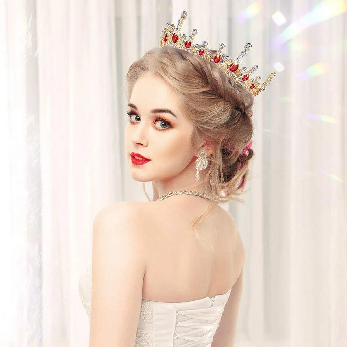 Vintage Princess Wedding Crown Hair Accessories Bridal Round Tiara Headpiece view 4
