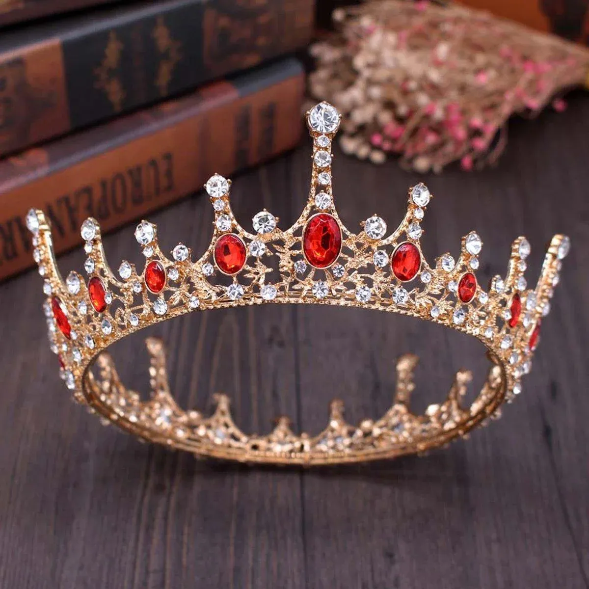 Vintage Princess Wedding Crown Hair Accessories Bridal Round Tiara Headpiece view 9