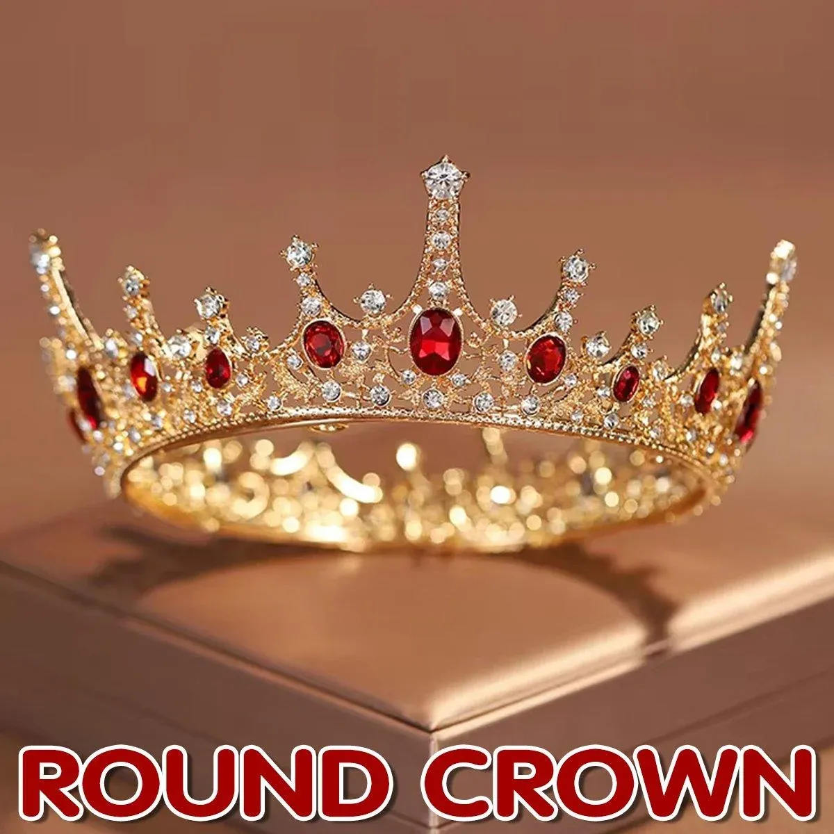 Vintage Princess Wedding Crown Hair Accessories Bridal Round Tiara Headpiece view 10