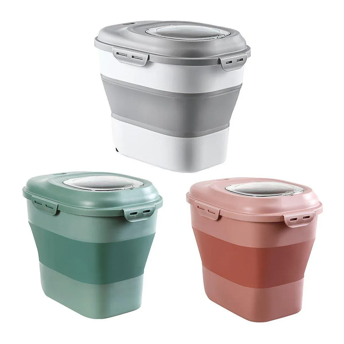 Large Capacity Pet Food Storage Box Foldable Design with Seal Lid - Grey view 3