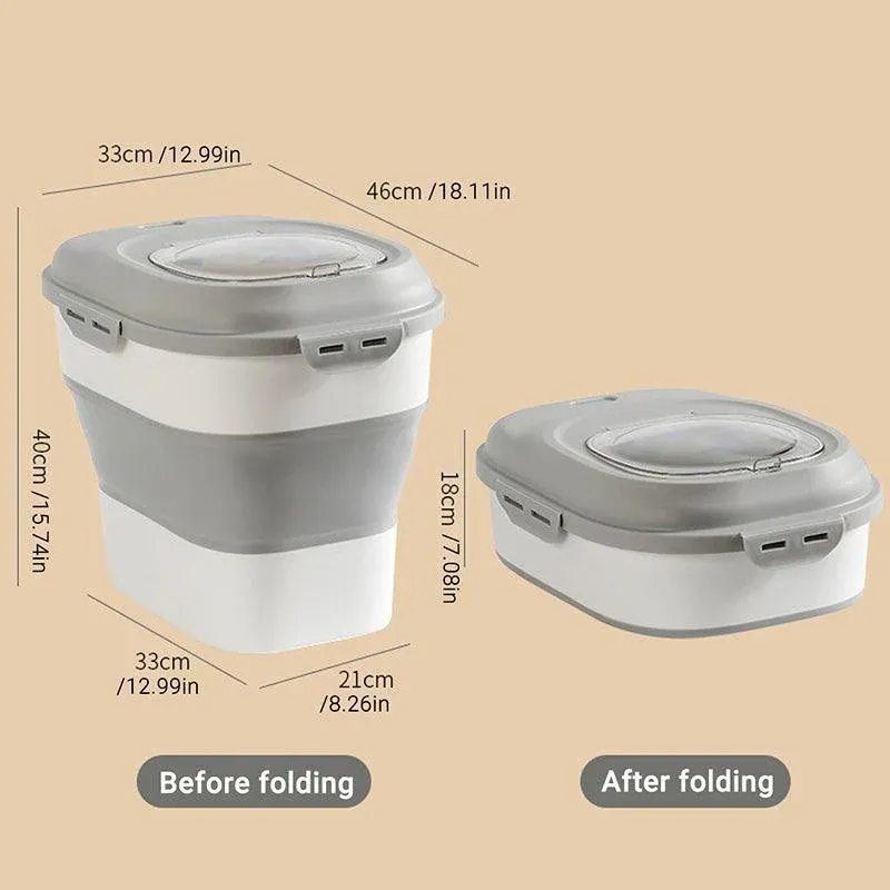 Large Capacity Pet Food Storage Box Foldable Design with Seal Lid - Grey view 4