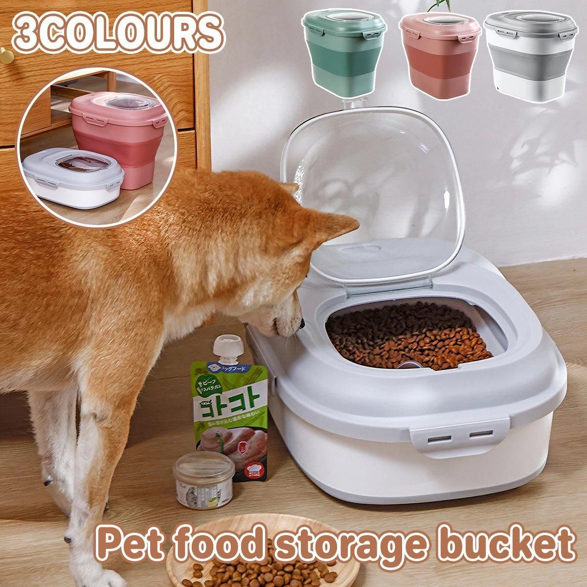 Large Capacity Pet Food Storage Box Foldable Design with Seal Lid - Grey view 14