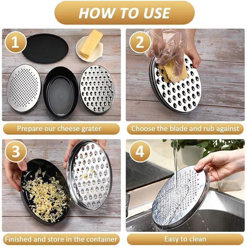 Stainless Steel Kitchen Cheese Grater with Container Storing Fruits Cheese Box view 6