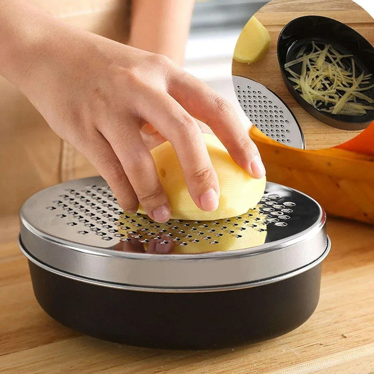 Stainless Steel Kitchen Cheese Grater with Container Storing Fruits Cheese Box view 10