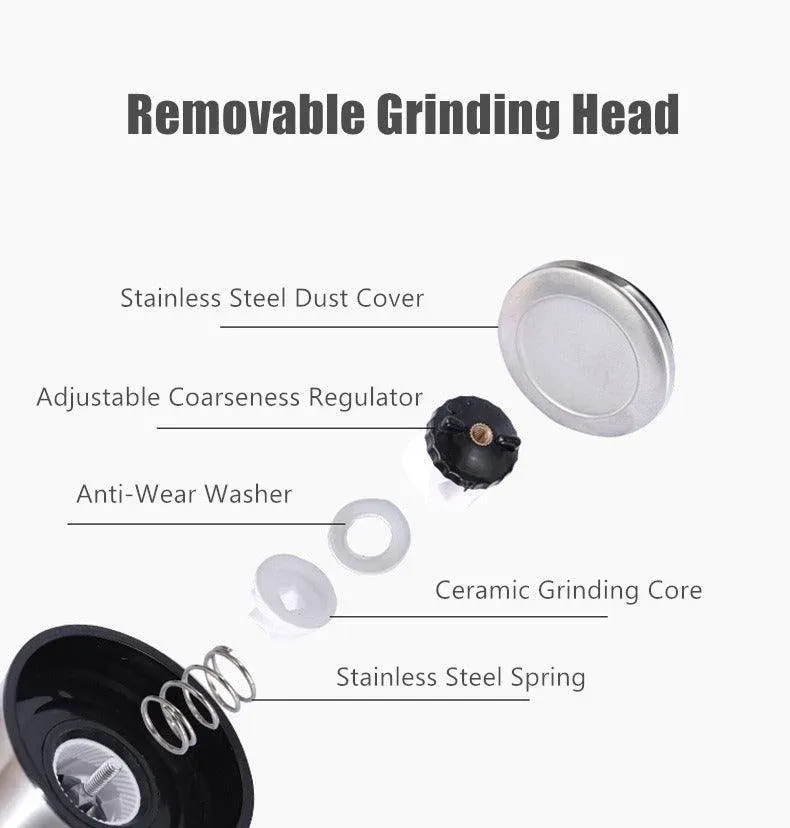 Stainless Steel Manual Salt and Pepper Grinder with Adjustable Ceramic Core view 5