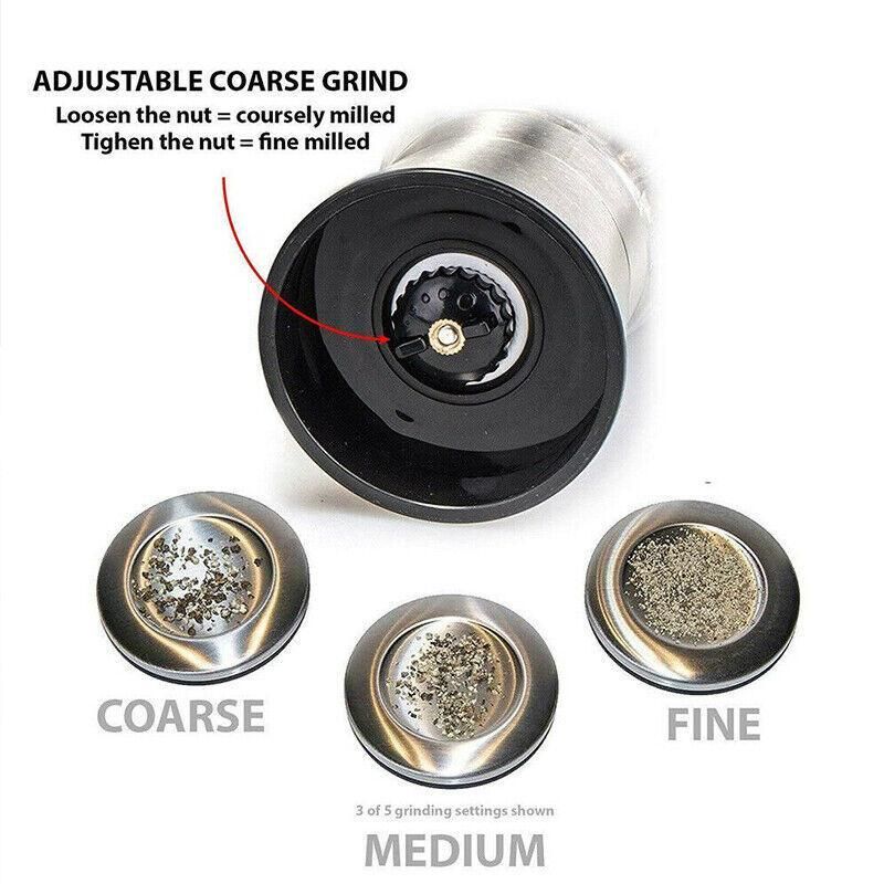 Stainless Steel Manual Salt and Pepper Grinder with Adjustable Ceramic Core view 6