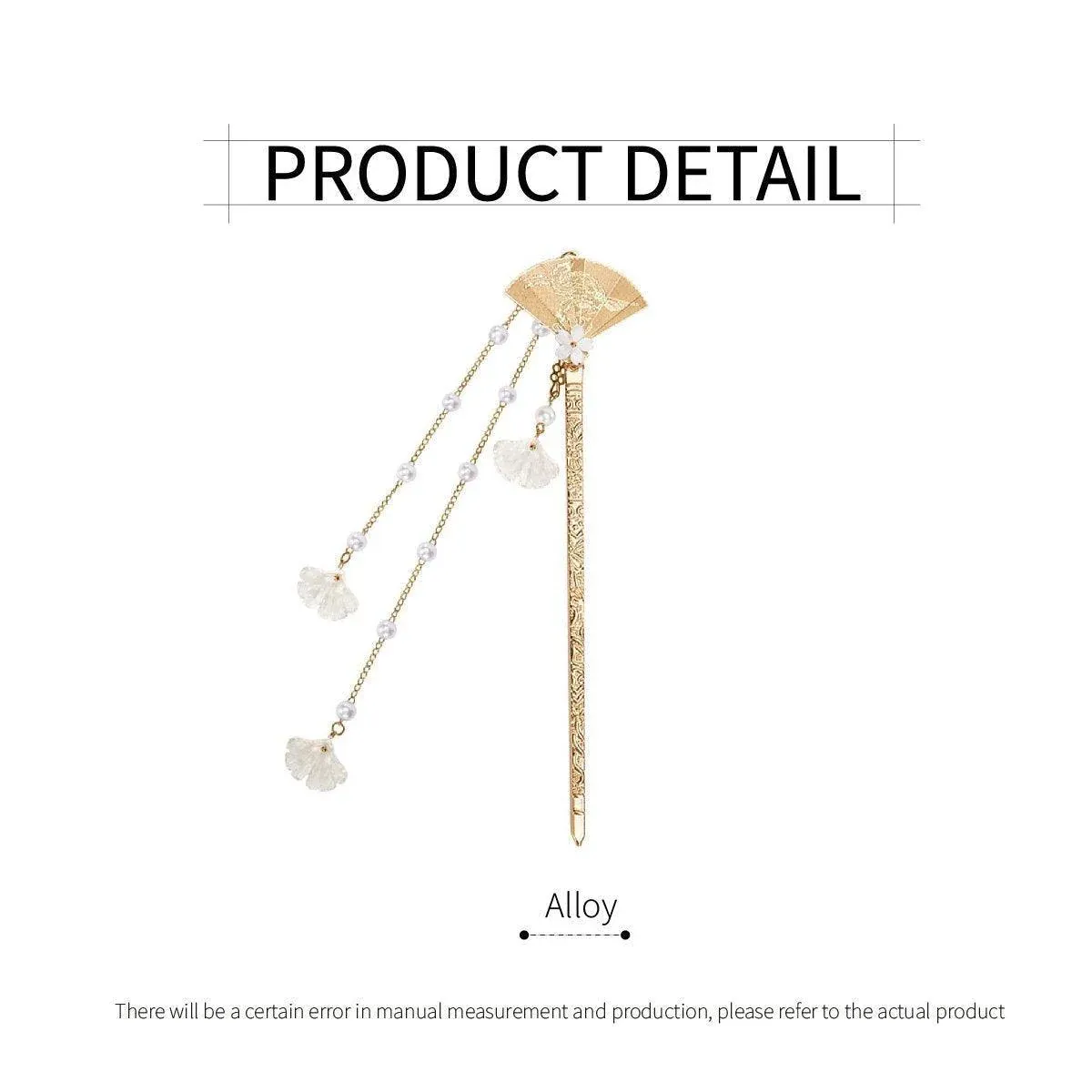 Chinese Style Hanfu Hairpin Folding Fan Fringe Headdress Accessories view 3