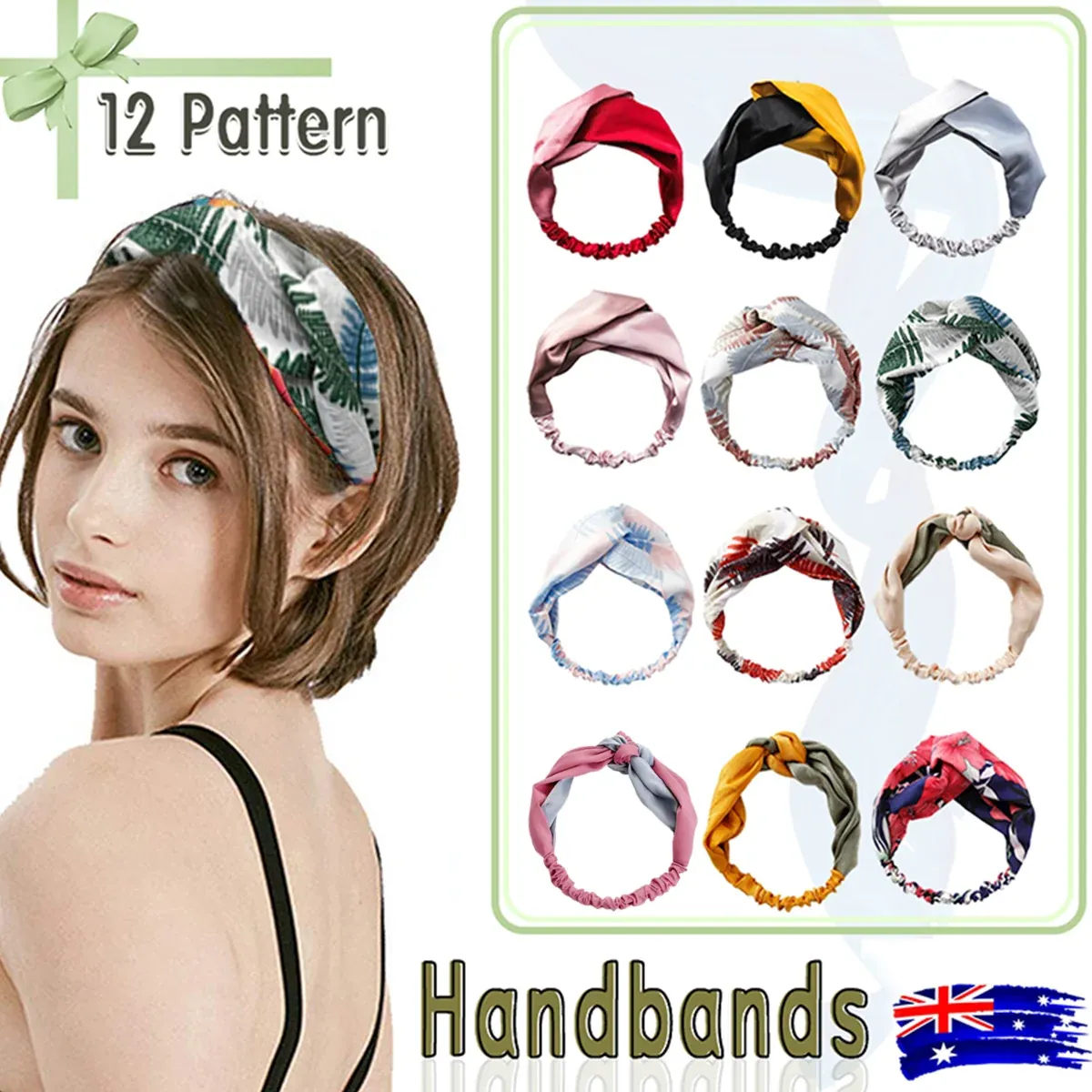 Women Chiffon Floral Print Headband Fashion Bohemian Elastic Cross Hair Bands view 2