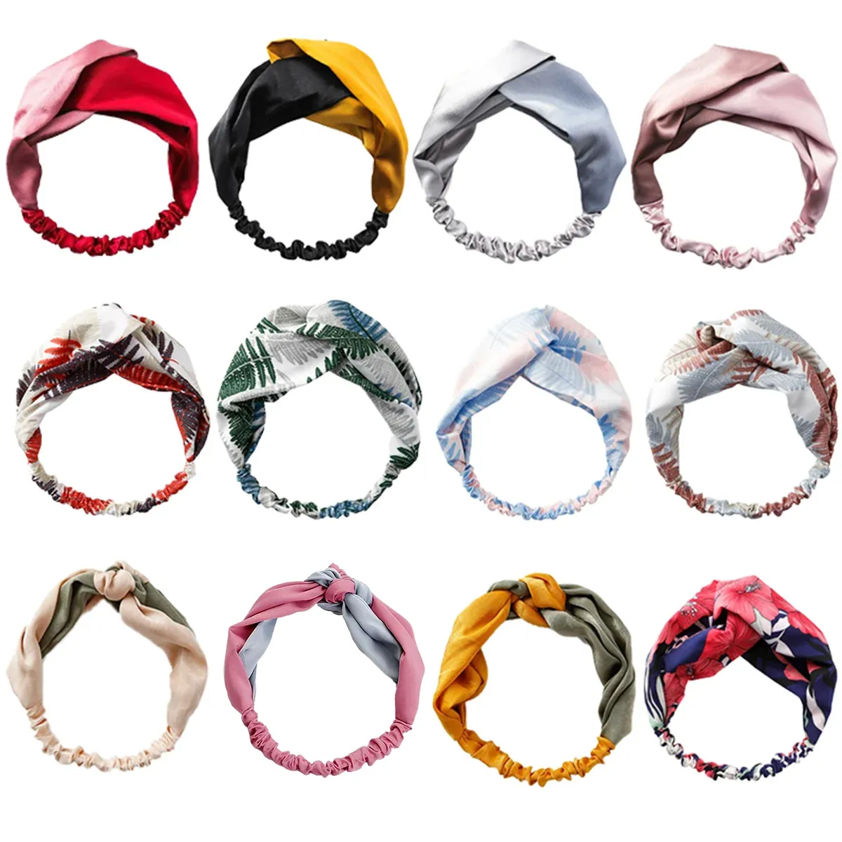 Women Chiffon Floral Print Headband Fashion Bohemian Elastic Cross Hair Bands view 3