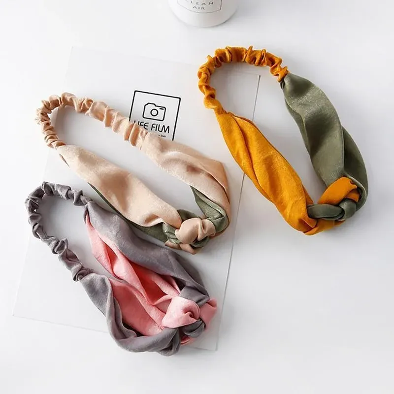 Women Chiffon Floral Print Headband Fashion Bohemian Elastic Cross Hair Bands view 11