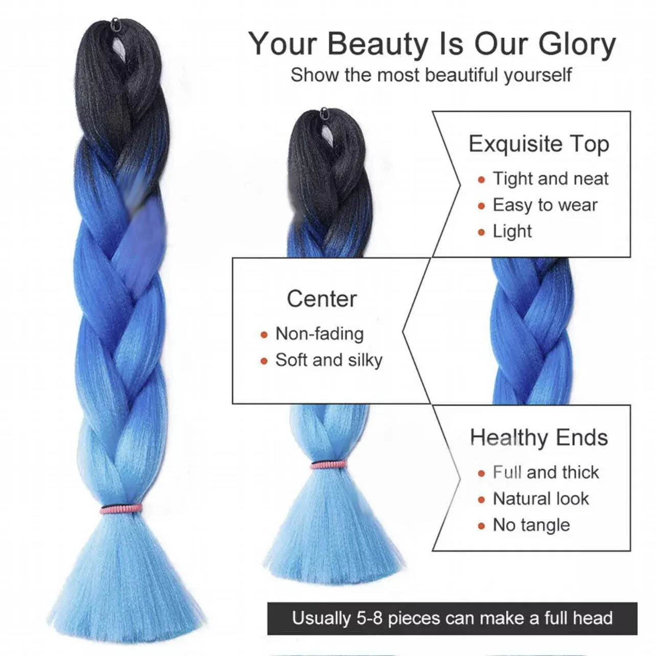 Coloured Jumbo Braiding Hair Extensions Braids Twist Hight Temperature view 8