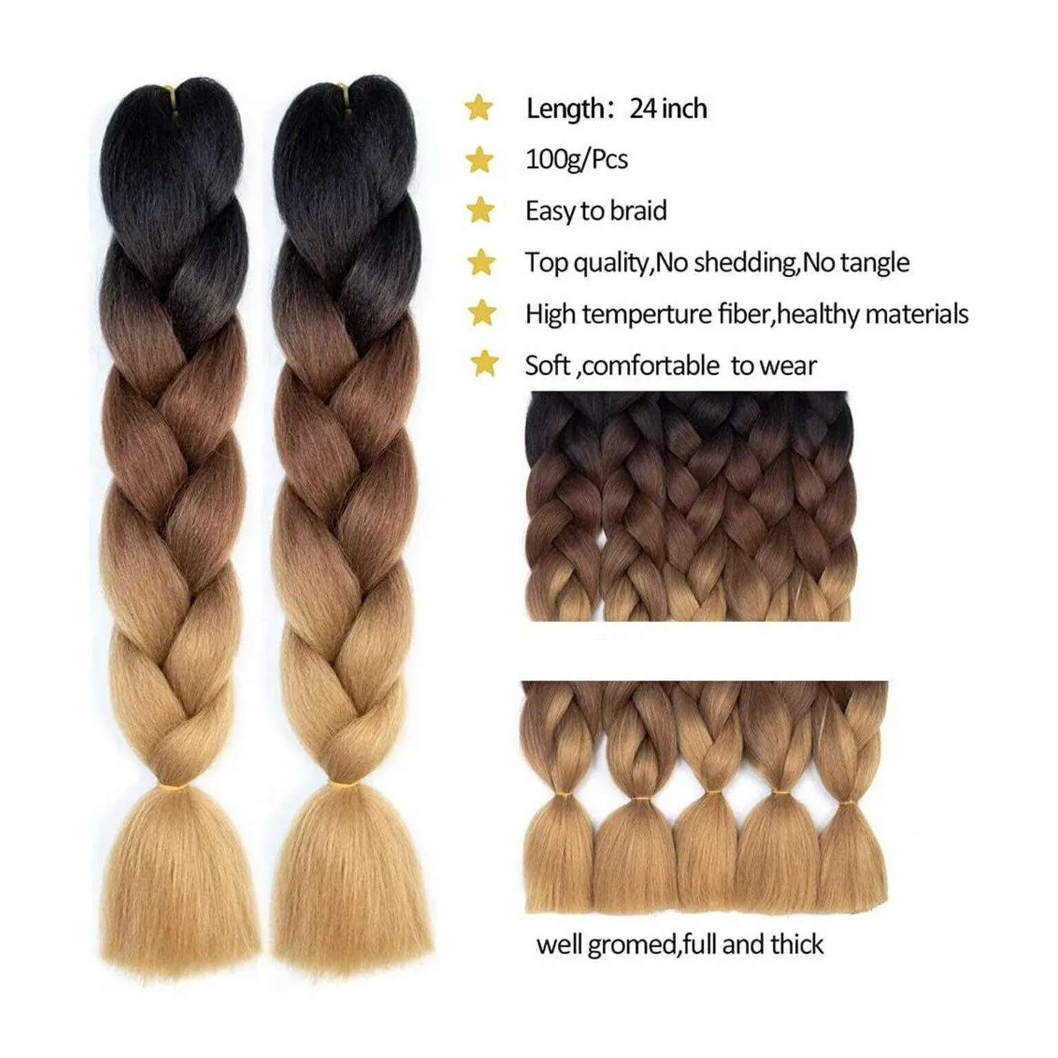 Coloured Jumbo Braiding Hair Extensions Braids Twist Hight Temperature view 12