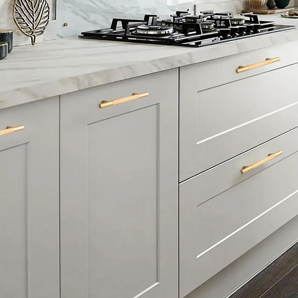 Light Luxury Cabinet Handle Full Copper Gold Straight Knurled Drawer Door Pull view 13