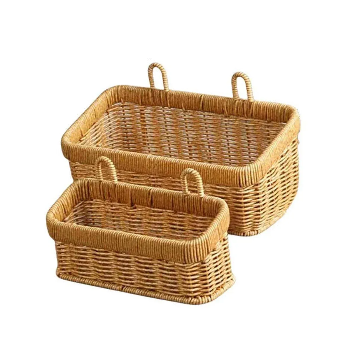 Wall-Mounted Rattan Style Hanging Storage Basket Kitchen Vegetable Fruit view 3