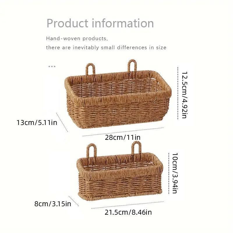 Wall-Mounted Rattan Style Hanging Storage Basket Kitchen Vegetable Fruit view 4