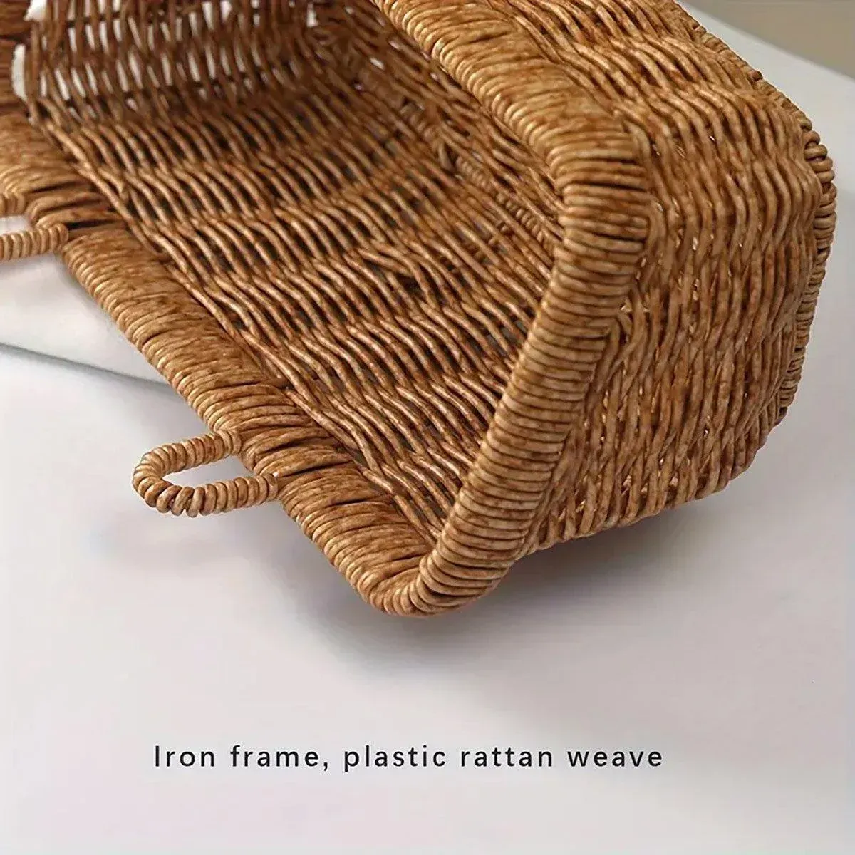 Wall-Mounted Rattan Style Hanging Storage Basket Kitchen Vegetable Fruit view 8