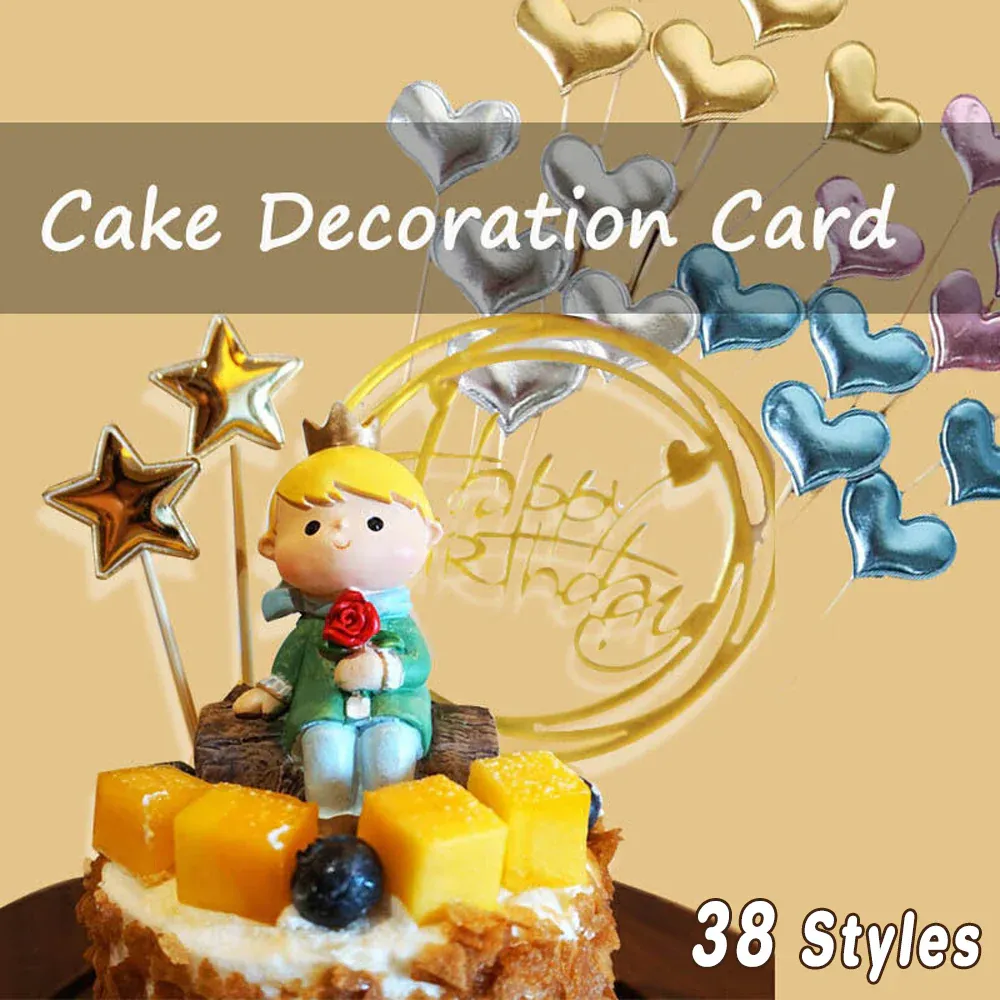 Happy Birthday Acrylic Cake Topper Cake Decoration Golden Silver Party - Rose view 2