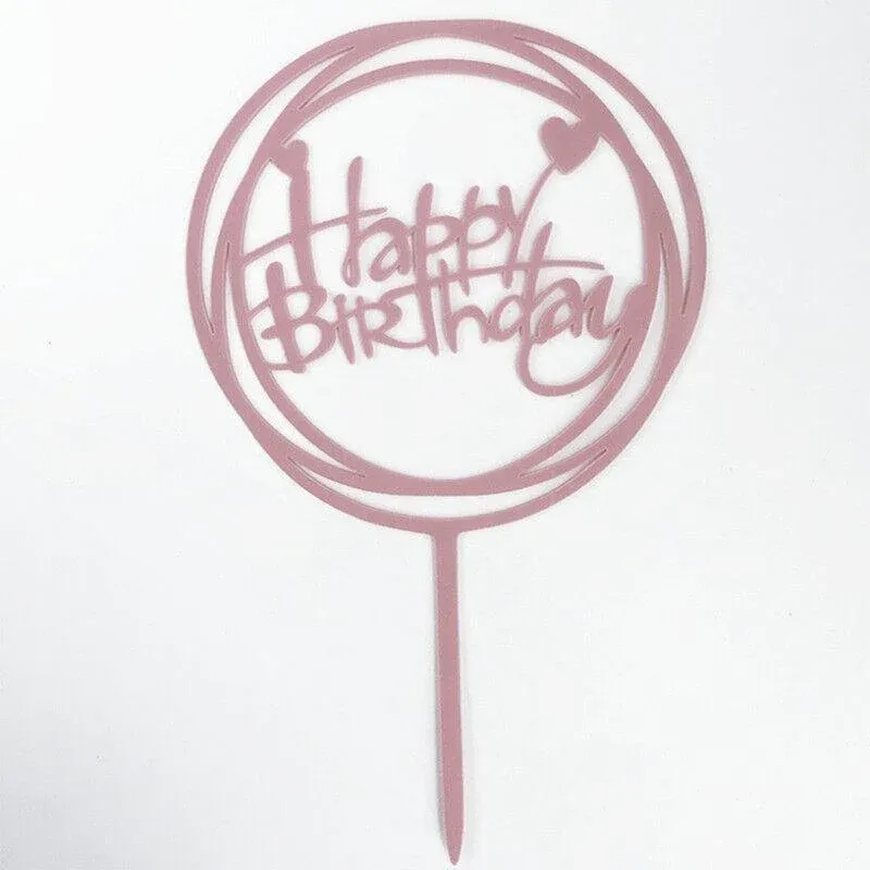 Happy Birthday Acrylic Cake Topper Cake Decoration Golden Silver Party - Rose view 7