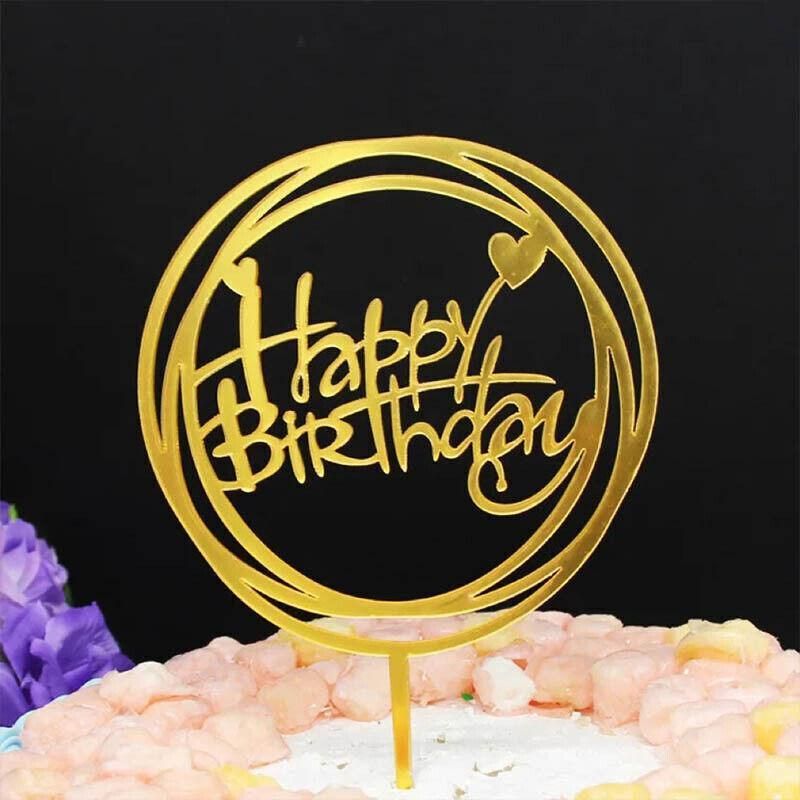 Happy Birthday Acrylic Cake Topper Cake Decoration Golden Silver Party - Rose view 14