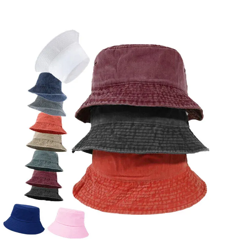 Unisex Men Women Washed Cotton Outdoor Camping Sports Bucket Hats Fisherman view 3