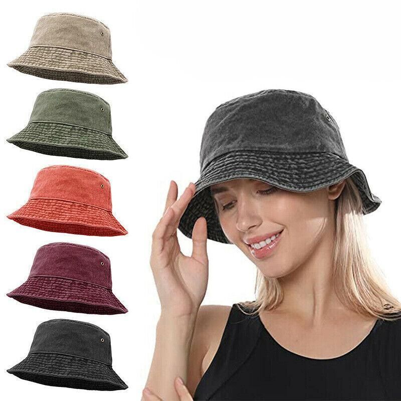 Unisex Men Women Washed Cotton Outdoor Camping Sports Bucket Hats Fisherman view 9