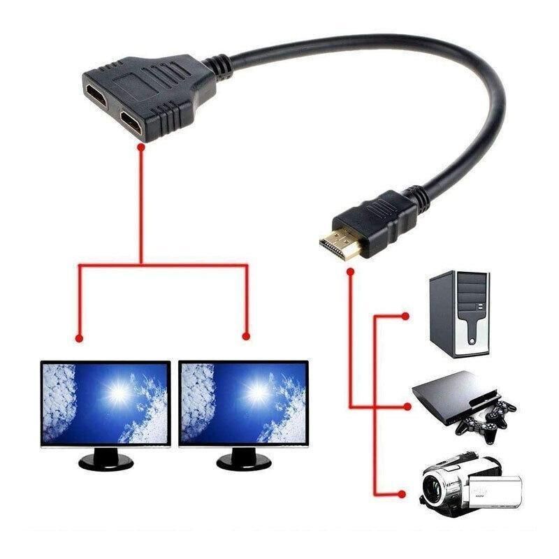 Hdmi Splitter 1 In 2 Out Cable Adapter Converter 1080P Multi Display Duplicator view 4
