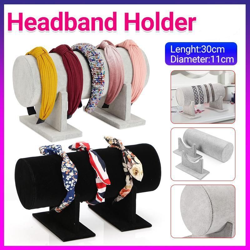 Jewelry Display Stand Headband Holder Organizer Chains Velvet Storage Rack - Black view 2