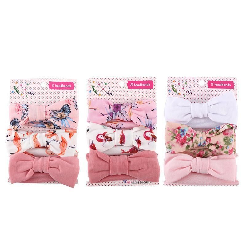 3PCS Soft Headband Wrap Set with Top Knot Single Bow Turban Style Hairbands - #2 view 3