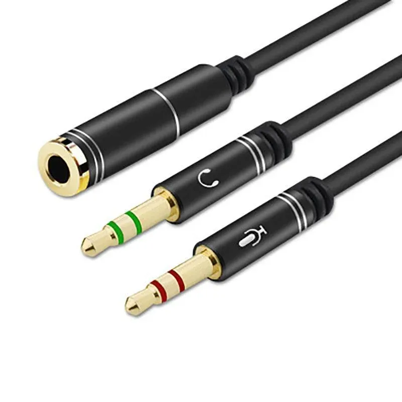 3.5mm AUX Cable Mic Audio Splitter Extension Headphone Adapter Male to Female — image 1