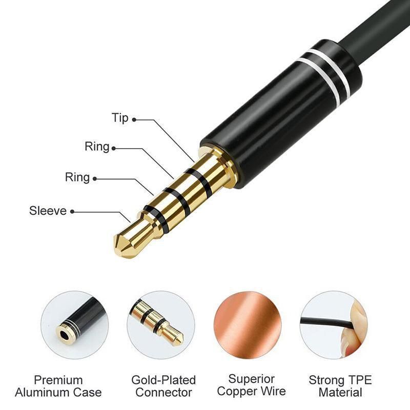 3.5mm AUX Cable Mic Audio Splitter Extension Headphone Adapter Male to Female view 4