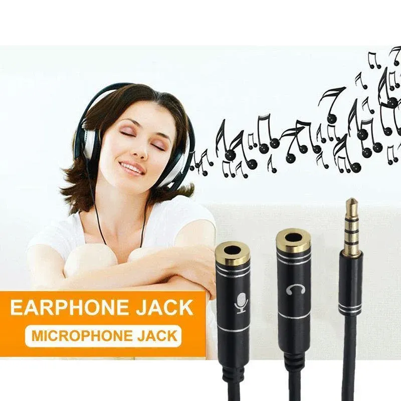 3.5mm AUX Cable Mic Audio Splitter Extension Headphone Adapter Male to Female view 5