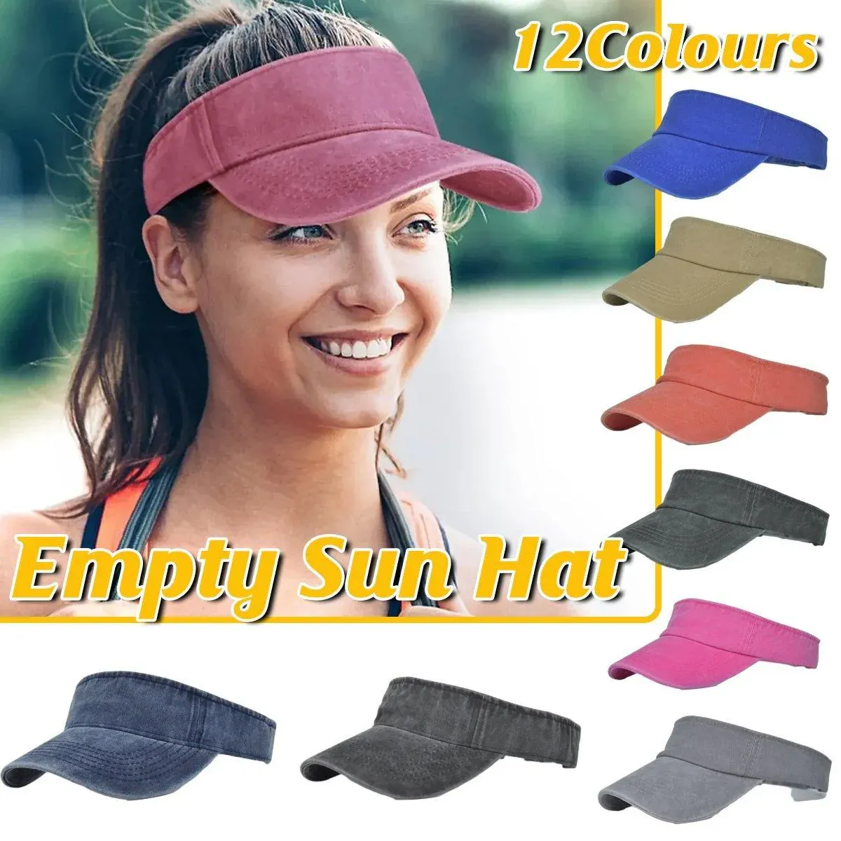 Unisex Summer Denim Sun Visor Cap Breathable Washed Running Hat - Blue view 2