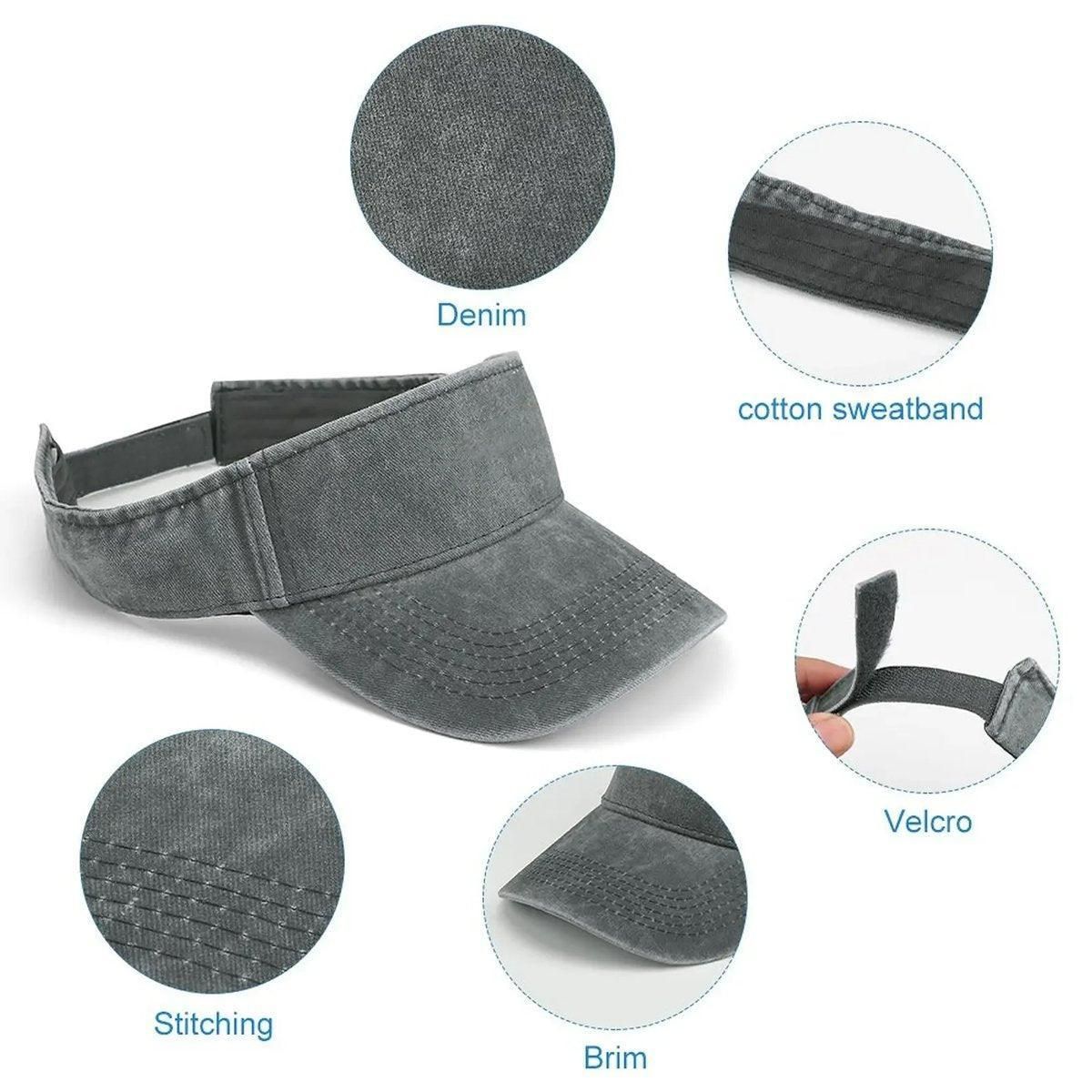 Unisex Summer Denim Sun Visor Cap Breathable Washed Running Hat - Orange view 8