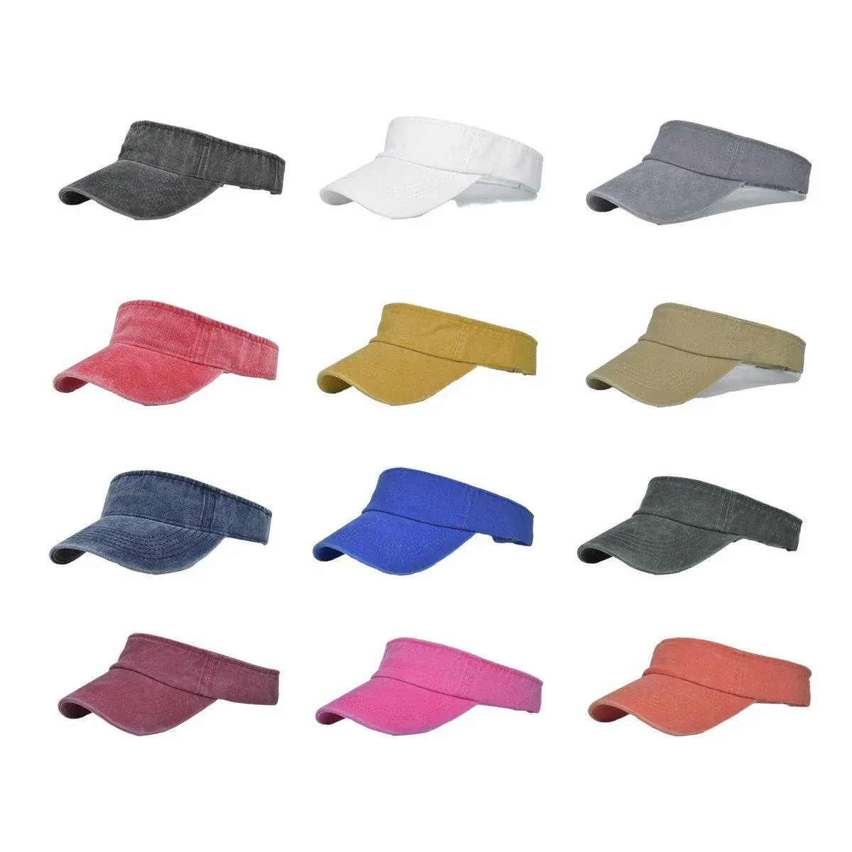 Unisex Summer Denim Sun Visor Cap Breathable Washed Running Hat - Wine Red view 3