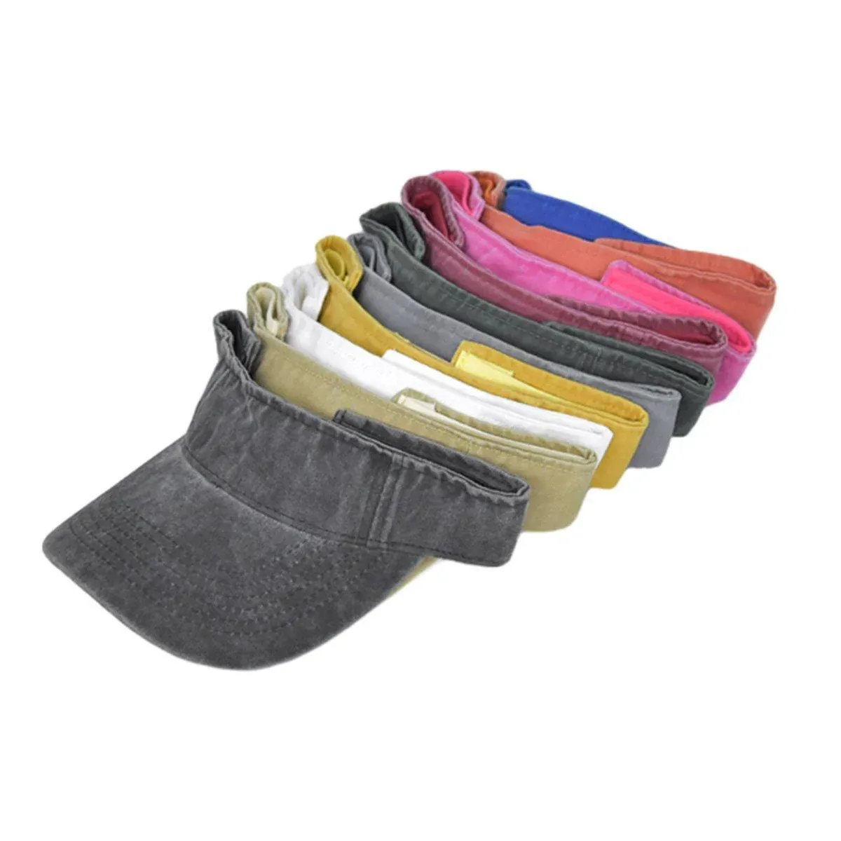 Unisex Summer Denim Sun Visor Cap Breathable Washed Running Hat - Yellow view 13